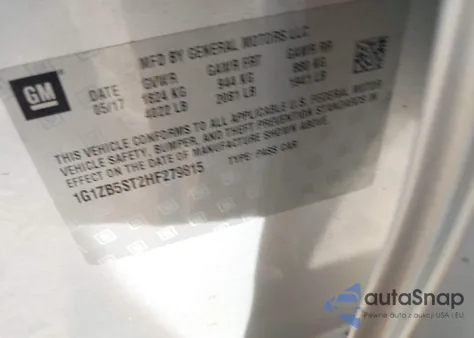 2017 Chevrolet Malibu Ls z USA, uszkodzony, nr VIN 1G1ZB5ST2HF279815